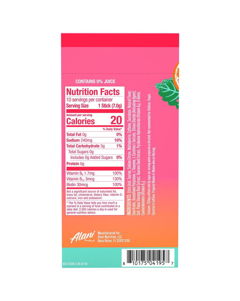 Alani Nu Energy Sticks - Strawberry Sunrise A5 - image 3