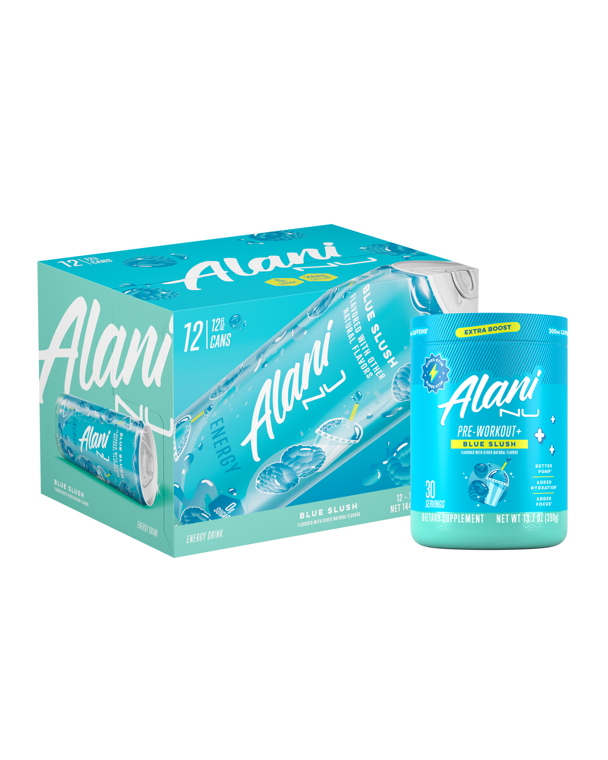 Alani Nu Energy Drink & Pre-Workout+ - Blue Slush O4 - image 1