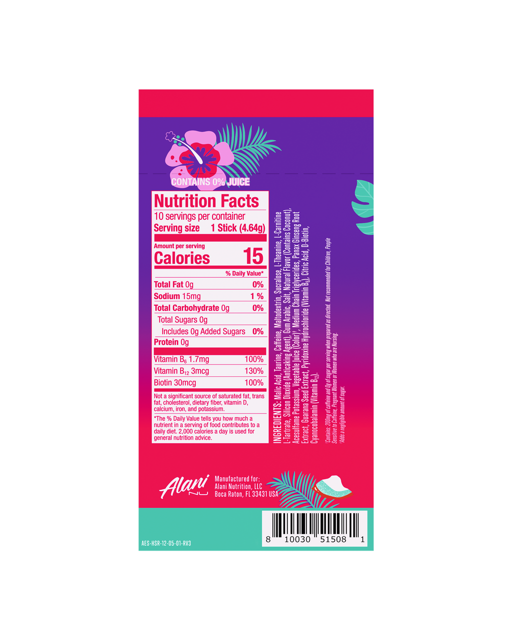 Alani Nu Energy Sticks - Hawaiian Shaved Ice X7 - image 3